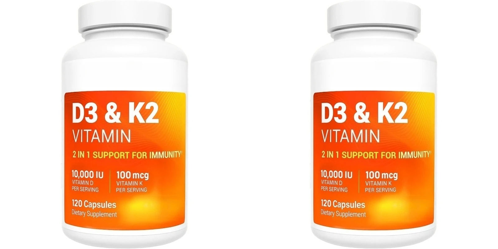 Vitamin D3 & K2 10,000 IU+MK-7 120 Capsules–Supports Bone & Heart Health with Magnesium Zinc & B6–No Fillers Non-GMO for Adults