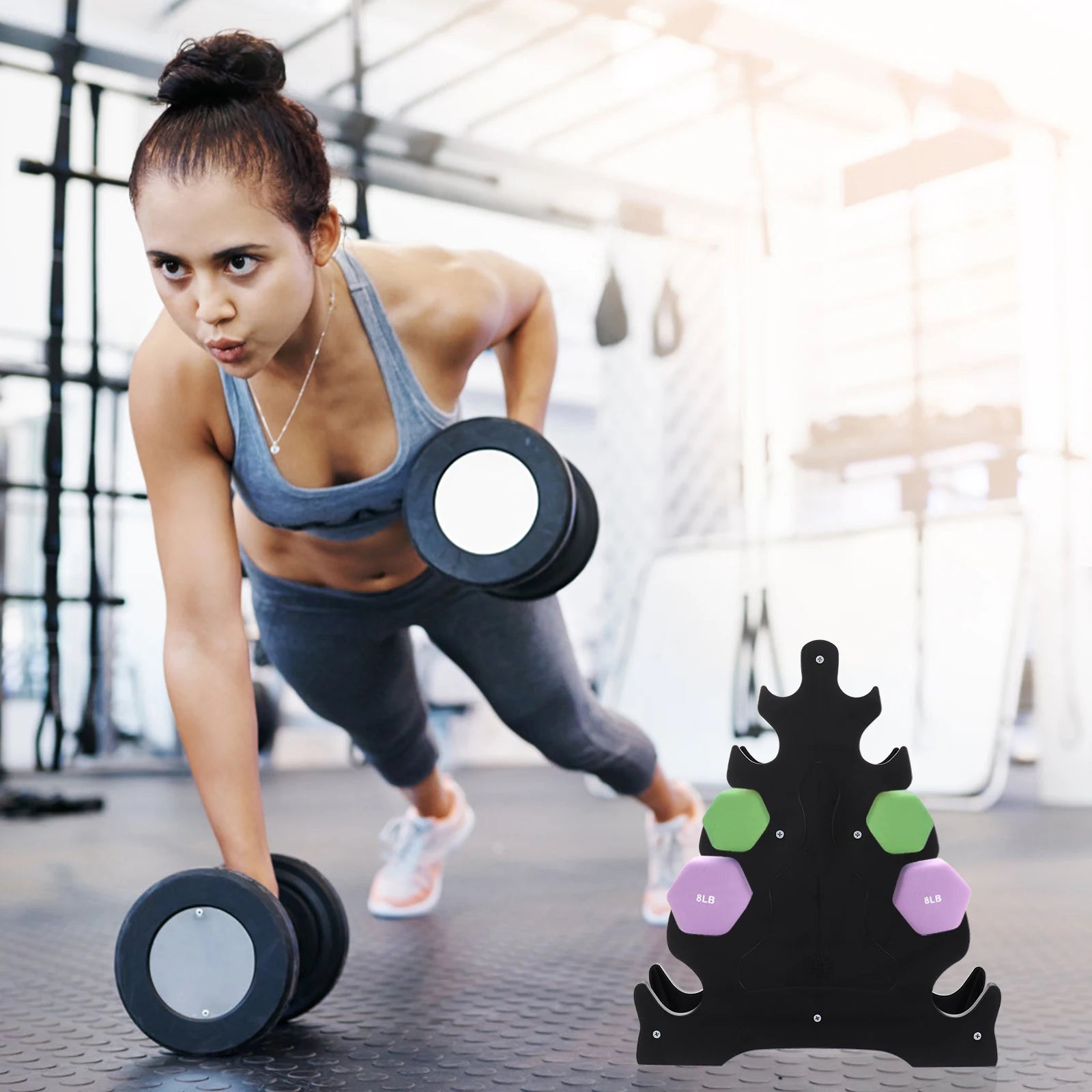 Kettlebell Rack Dumbbell Shelf Fitness Fixing Triangle Shaped Stand Dumbbell Storage Bracket Rack Holder Gym Accessories Strong