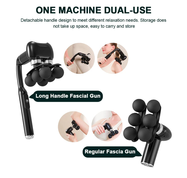 6-Heads Handhel Fascia Gun High Frequency Vibration Body Massage Gun Neck Shoulder Waist Back Handle Massager Fascia masajeador