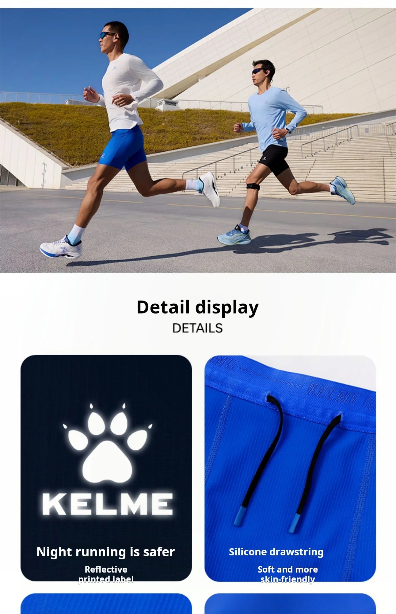 Kelme Men's Speed Dry Running Tight Shorts Professional Training Marathon Waist Pack Shorts Outdoor Sports Shorts
