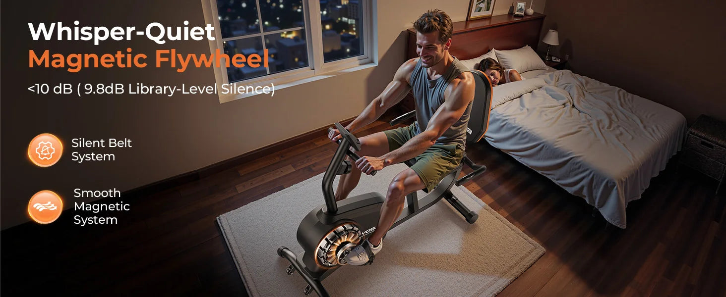 YOSUDA Recumbent Exercise Bike for Home,Magnetic Staionary Bike with Adjustable Seat,350LB Capacity,LCD Monitor
