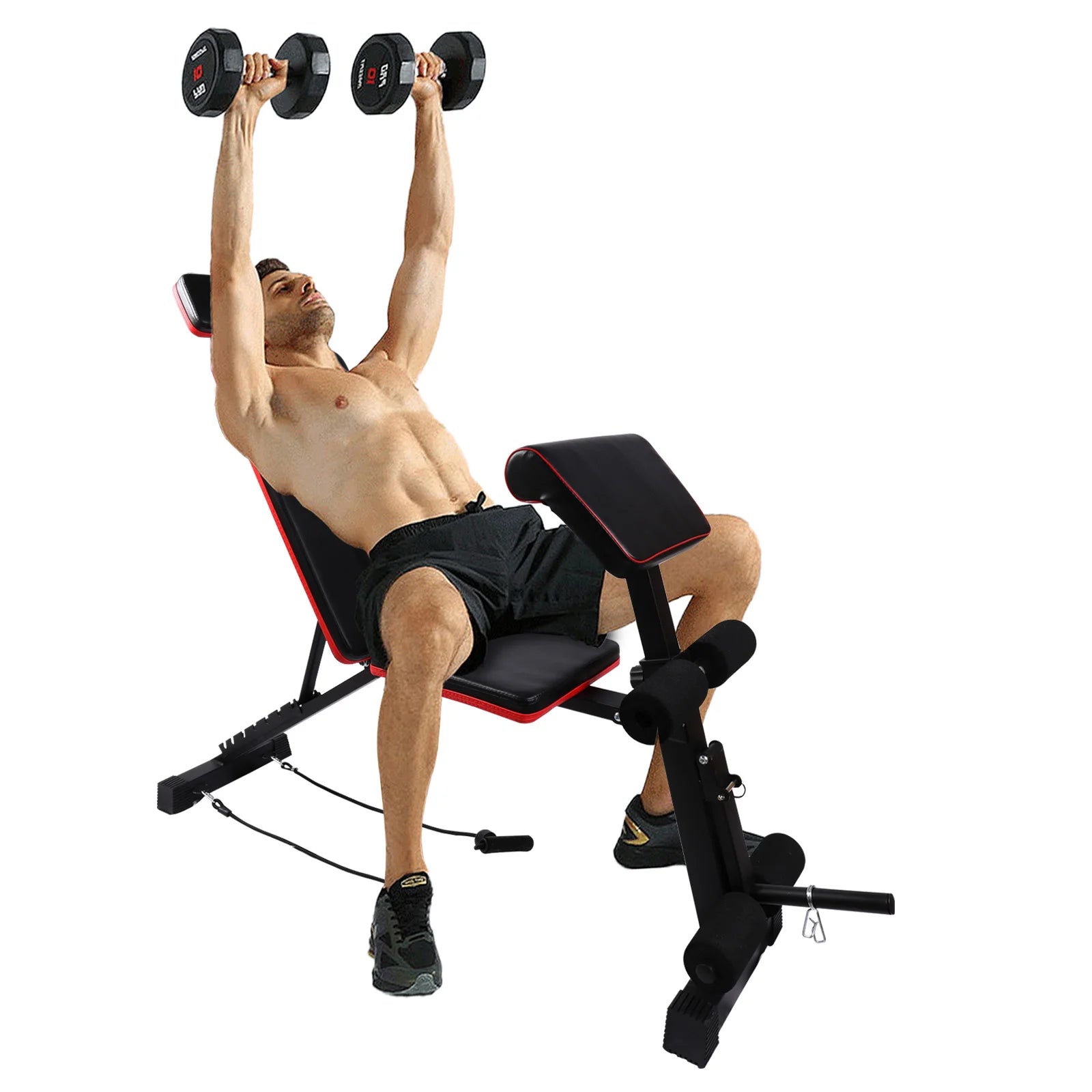 7-Level Foldable Adjustable Weight Dumbbell Bench Incline Multifunctional Bench/Headrest Leg Extended 770 lbs for Home Workouts