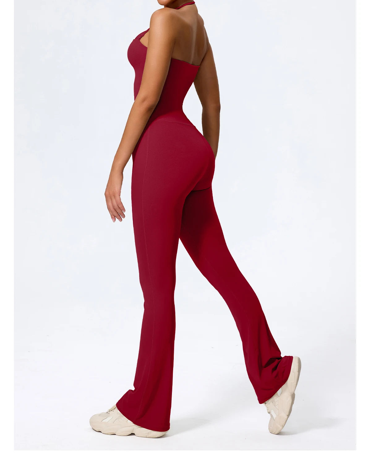 Ctenkevet New Women Sleeveless Hang Neck Jumpsuit Backless Flared Activewear Female Yoga Clothes Sport Outfit For Woman Overalls