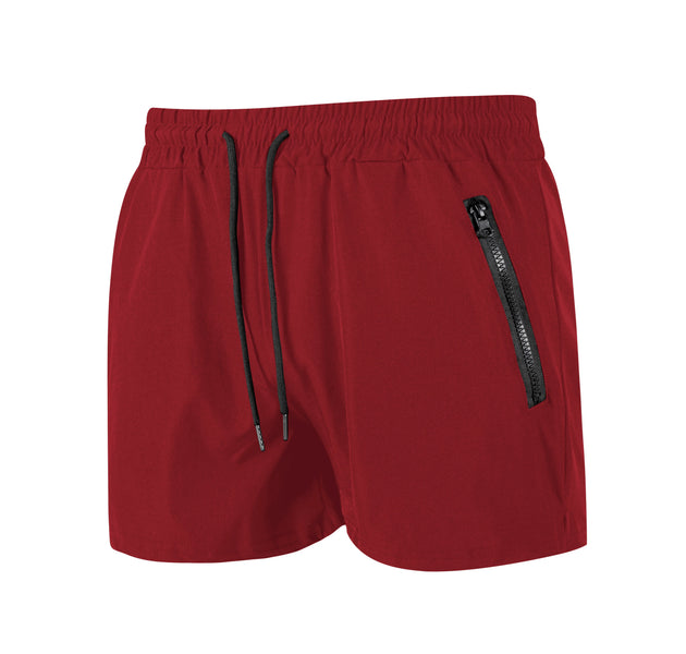 Men's Soild Color Swim Shorts Summer Casual Beach Board Shorts for Men Quick Dry Running Fitness Gym Shorts Zipper Pocket