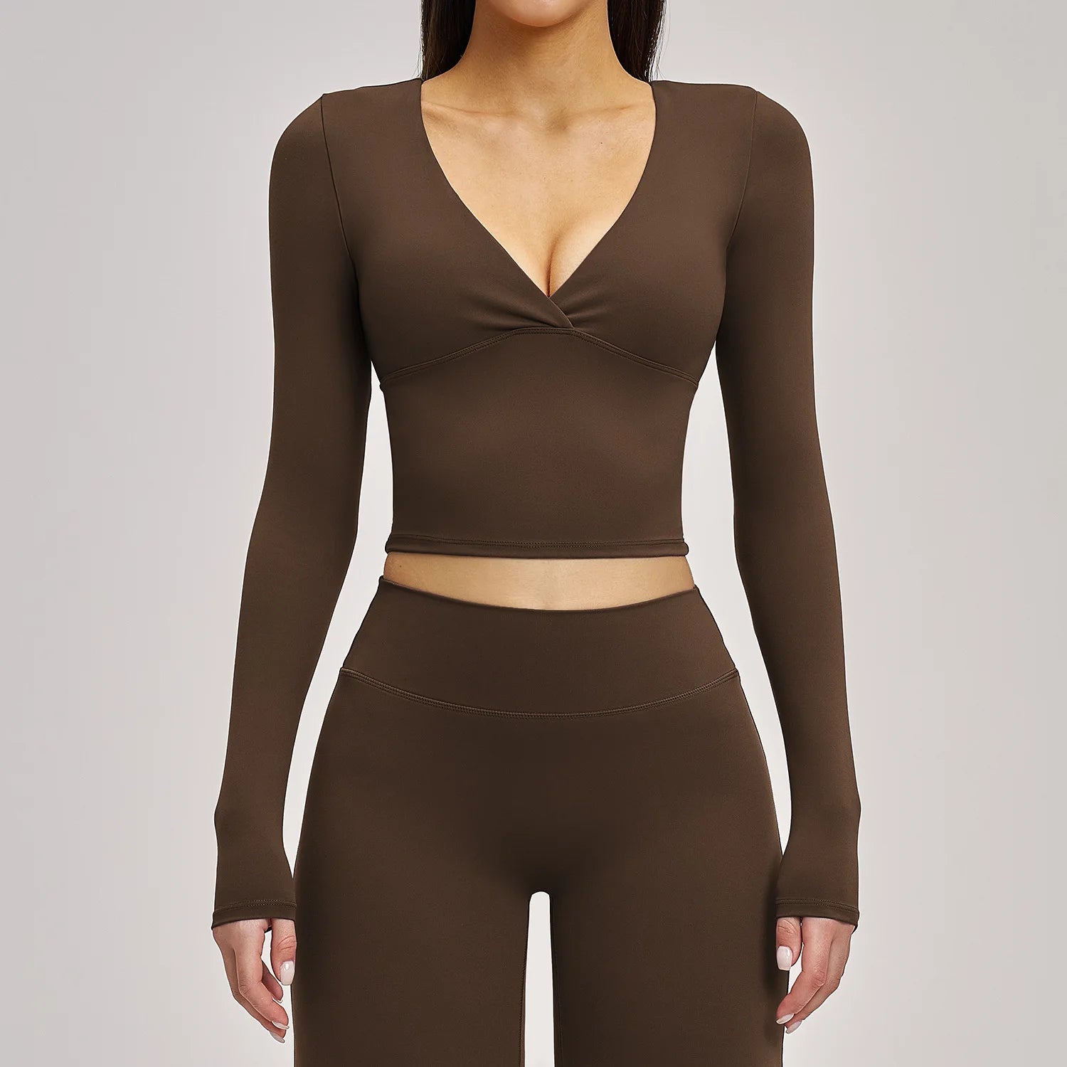 JUREN Yoga Long Sleeve Workout Top Gym Pilates Clothes Women Active Wear Sports Shirt Elastic Fitness Yoga Casual Running Shirts
