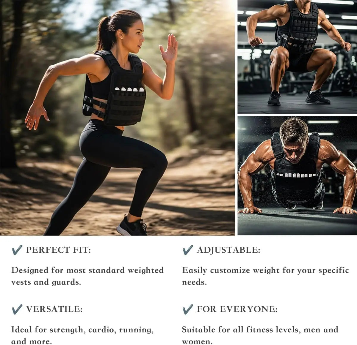 Adjustable 20kg Weight Vest Resistance Fits Men & Women Weight Training Vest Comfortable Strength Training Running Fitness