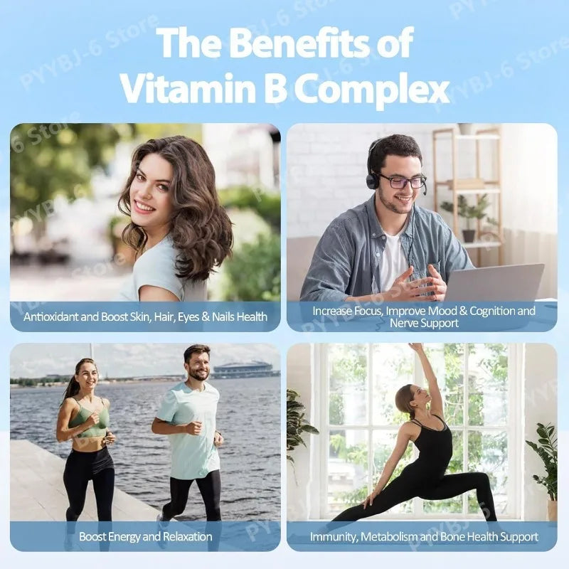 Vitamin B Complex Plus13-in-1 120Vegan Capsules Energy Support Immune Health Nerve Function Skin Wellness Antioxidant Supplement