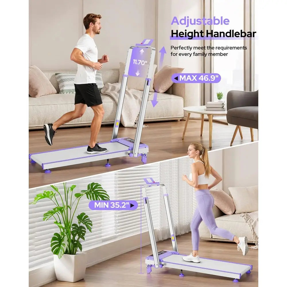 Portable 3.5HP Electric Treadmill with 12% Incline, Adjustable Height, Handle Bar, Under Desk Design, 350LBS Capacity, LED Displ