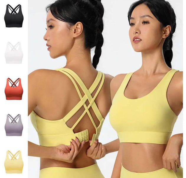 Active Wear Yoga Sports Bra Fixed Cup Tank Tops Fitness Underwear Breathable Sweat Absorbing Women Workout Bra Exercise