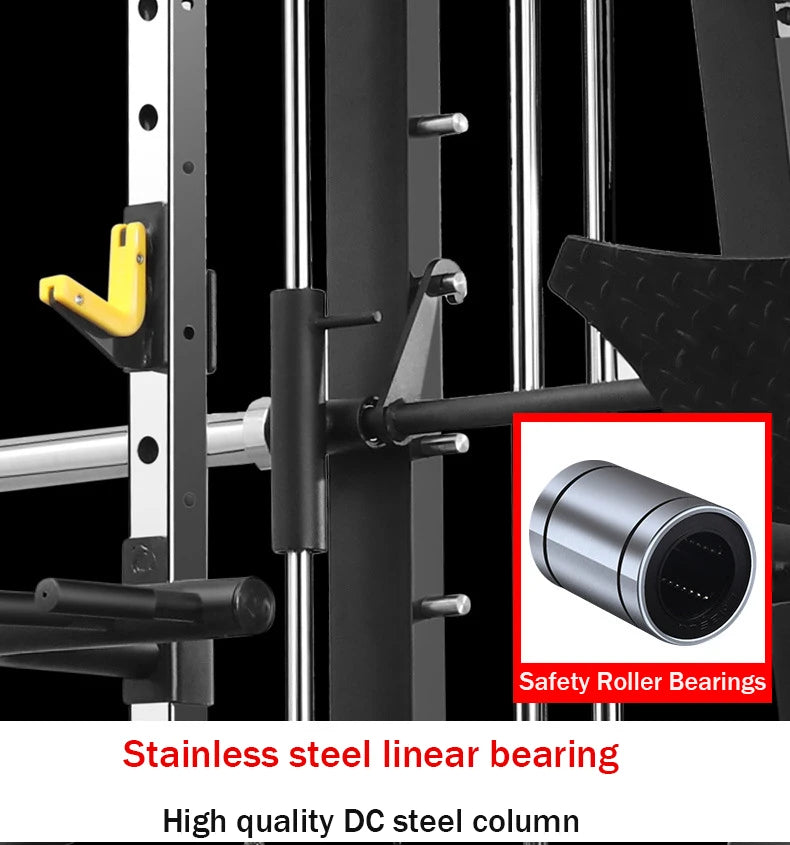 Smith Machine,Multi-Functional Exercise Equipment Home Fitness,Cage-Style,Multi-Power Adjustable, Squat Rack+Bench+100KG Weights