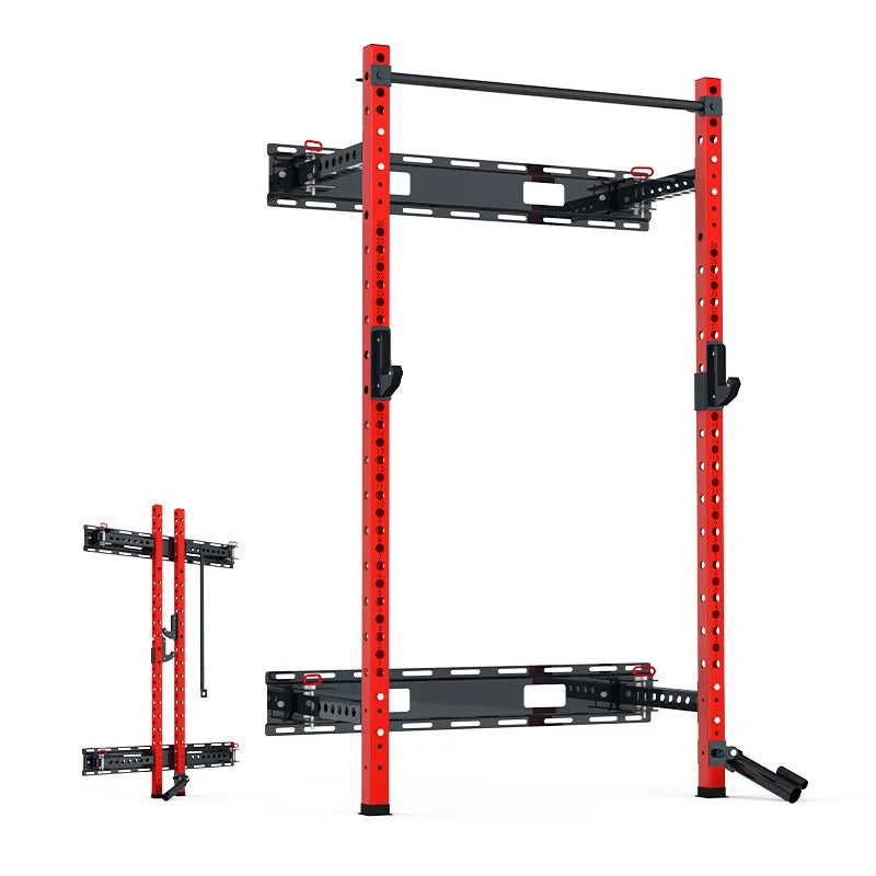 Home Gym Fitness Equipment Adjustable Power Cage Wall Mounted Folding Half Squat Rack