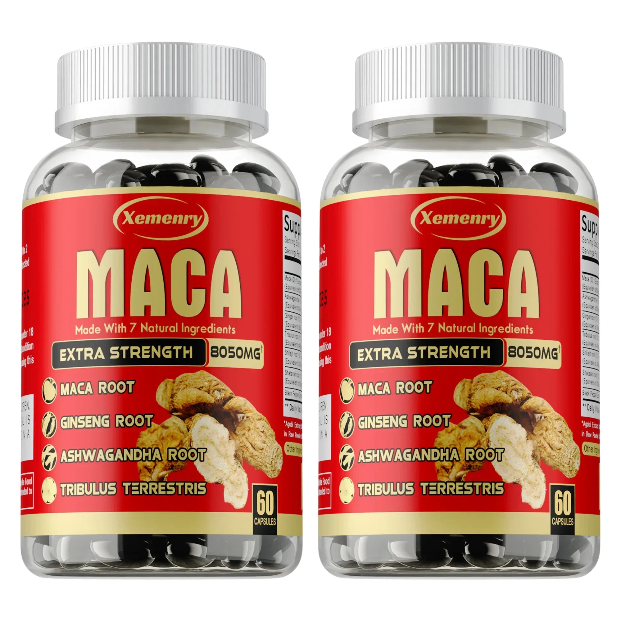 Maca Root Capsules - with Ginseng & Ashwagandha, to Support Energy, Endurance and Performance, Muscle Mass Improve