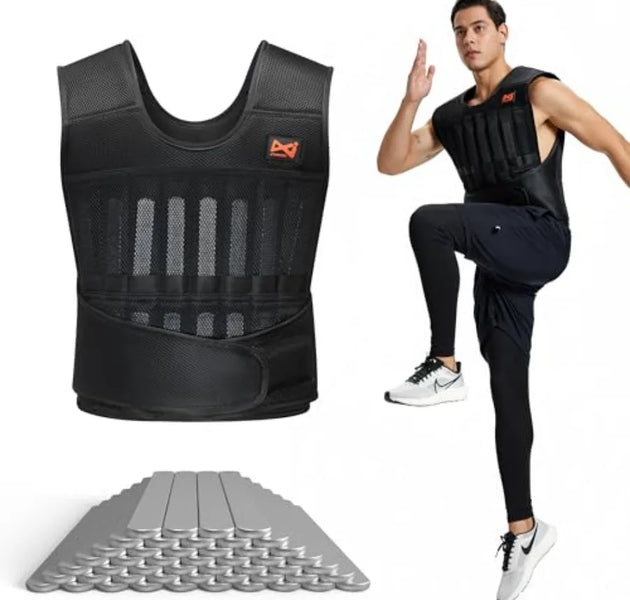 44lbs Adjustable Weighted Vest Set with Steel Plates - 5-Piece Body Weight Training Kit Includes Wrist Ankle Weights - Ergonomi