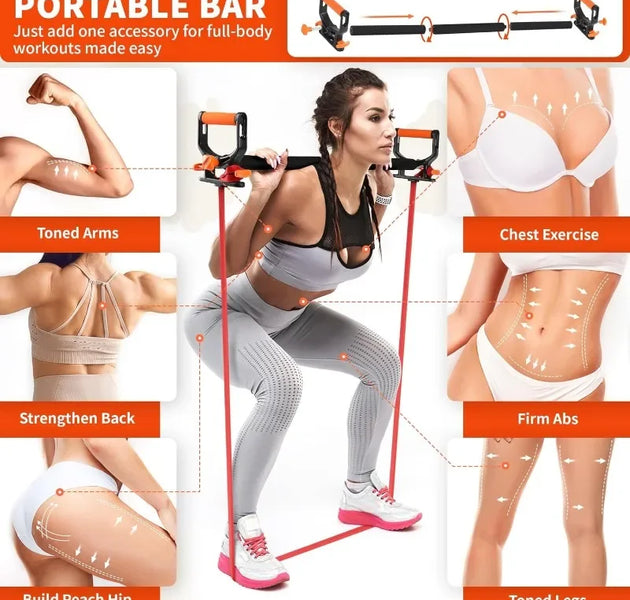 4-Level Resistance Bands Set with Handles - Adjustable Home Workout Bands for Strength Training, Yoga, Pilates & Fitness