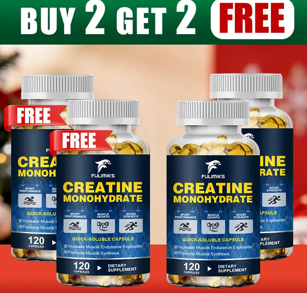 Buy 2 Get 2 Free! Premium Creatine Monohydrate Capsules, Support Muscle Growth, Strength Gains & Exercise Performance, Men