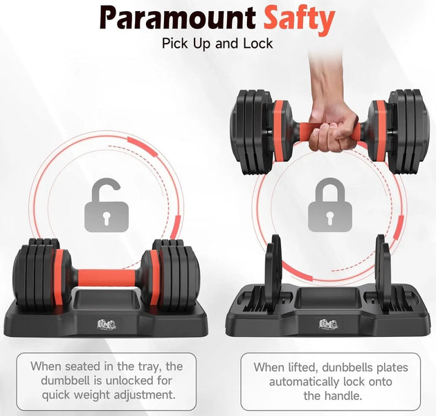 FEIERDUN Adjustable Dumbbells Set, 5LB to 25LB Dumbbell Pair,Home Gym 50lbs, Anti-Slip Handle for Exercise Equipment