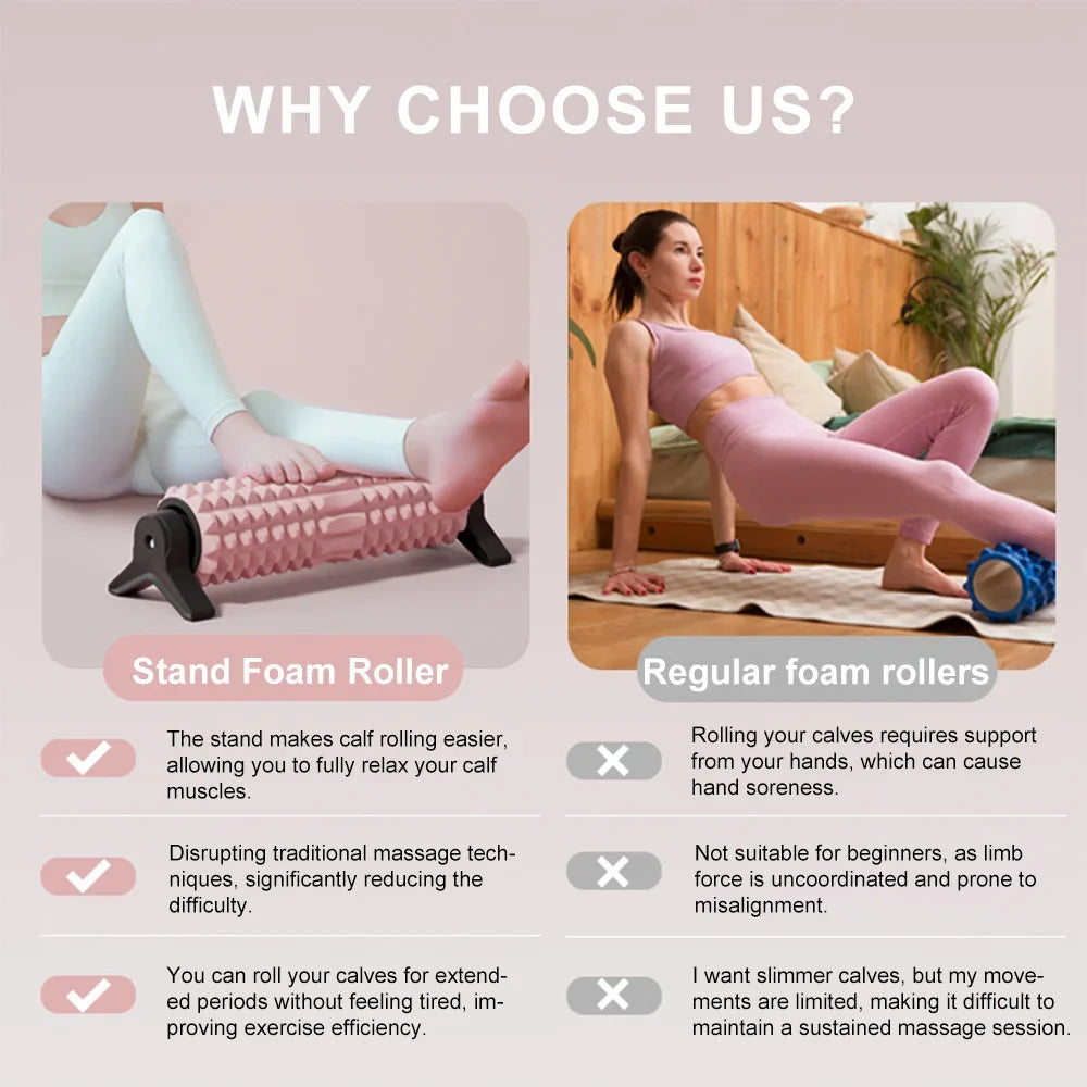 Foam Roller with Stand - Calf Slimming & Meridian Massage Stick for Muscle Relaxation, Yoga & Fitness Recovery Tool