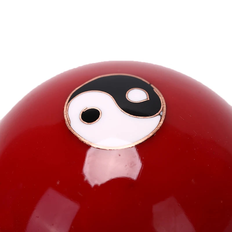 Chinese Yin Yang Meditation Balls | Red Lacquer Finish With Chromatherapy For Stress Relief & Hand Exercise