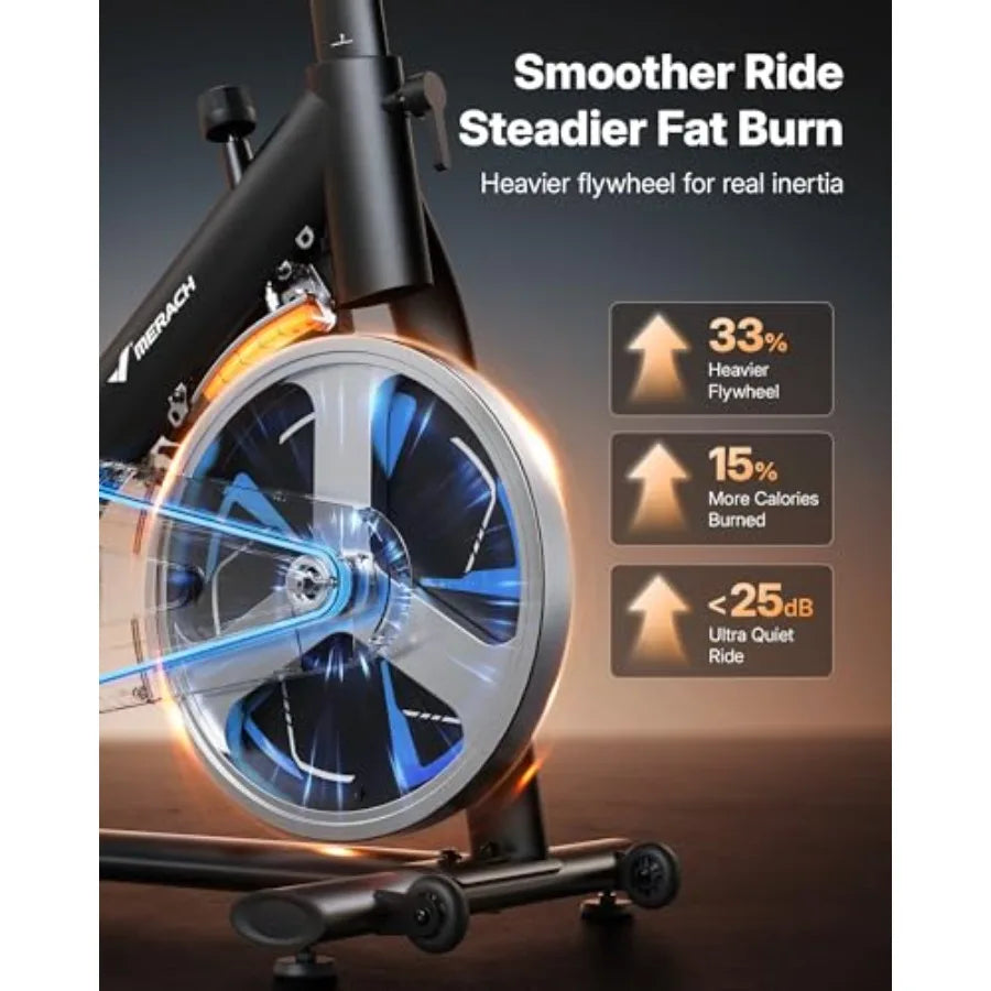 Magnetic Exercise Bike Low Noise Stationary Bike for Home with Comfortable Seat Cushion Spinning Bike with 330 lb Weight Capaci