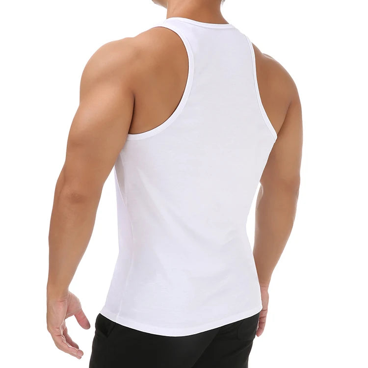 Muscle Tank Vest Men's Sports Sleeveless Shirts Sexy Deep V Neck Loose Summer Vests Solid Color T Shirts Fitness Gmy Tops