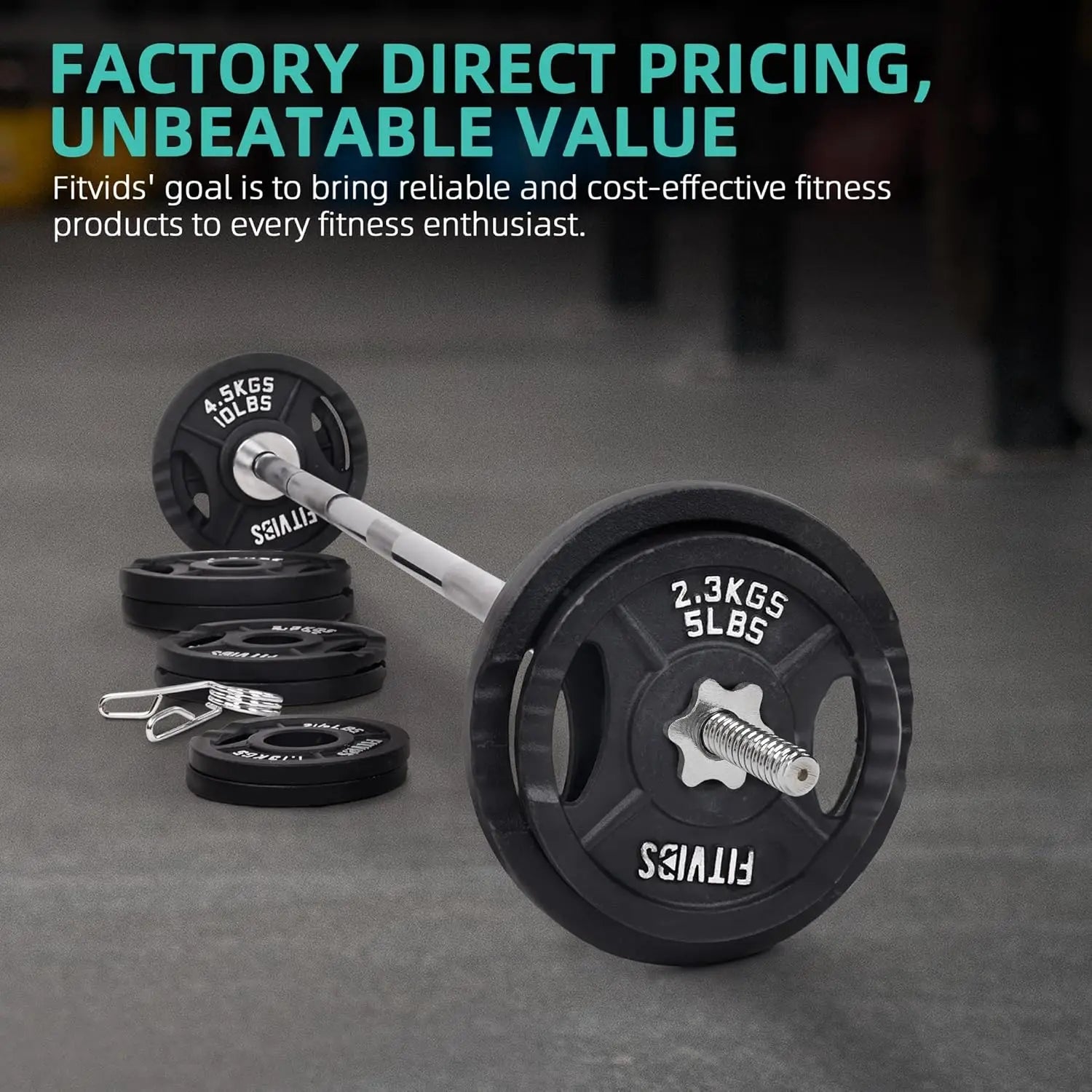 45-Pound Standard Weight Plates Set with 5FT Barbell and Star Locks, Multiple Styles for Home Gym