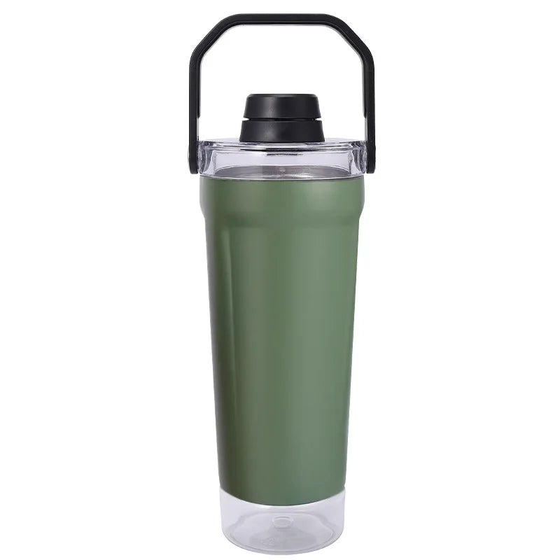 New Double-layer Protein Powder Shaker Cup, 304 Stainless Steel Insulated Sports and Gym Water Cup with Storage Compartment