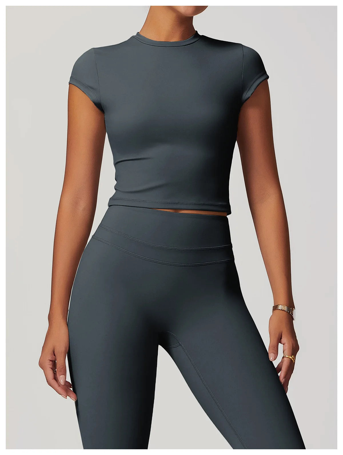 JUREN Women Clothes Yoga Top Sport T Shirt Fitness Clothes Short Sleeve Yoga Shirt Gym Top Workout Running Active Wear Sport Top