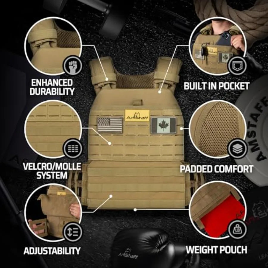 Tactical Weighted Vest - Adjustable Weight Vests - Versatile Wearable Vest for Fitness Workouts, Strength and Endurance Training