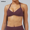 HISTELLO Impacts Strappy Bra Gym Top Women High Support Thin Strap Halter Sports Seamless Bra Scrunch Push-up Workout Yoga Tanks