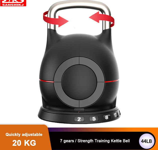 New SANSHIKJ 44lb kettle bell, seven speed quick adjustable kettlebell 20kg