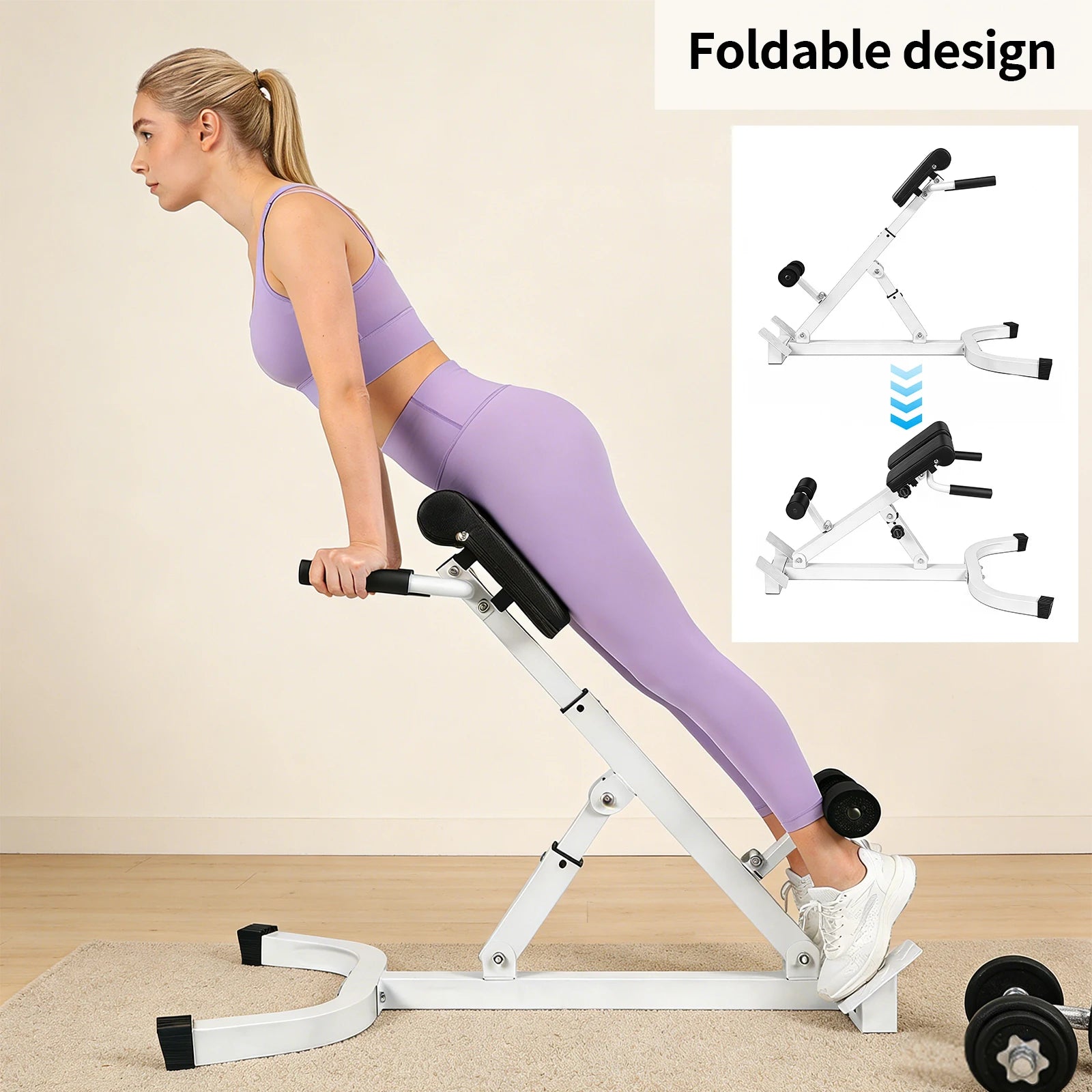 Roman Chair Foldable Multi-Functional Weight Bench Adjustable Multi-Purpose Workout Equipment for Home Gym