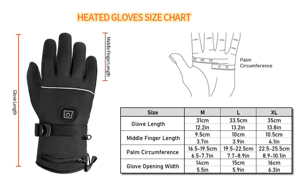 HG08 Outdoor Electric Heating Gloves Waterproof Guantes Touch Screen Li-Polymer Battery Riding Hiking Camping Motorbike Racing