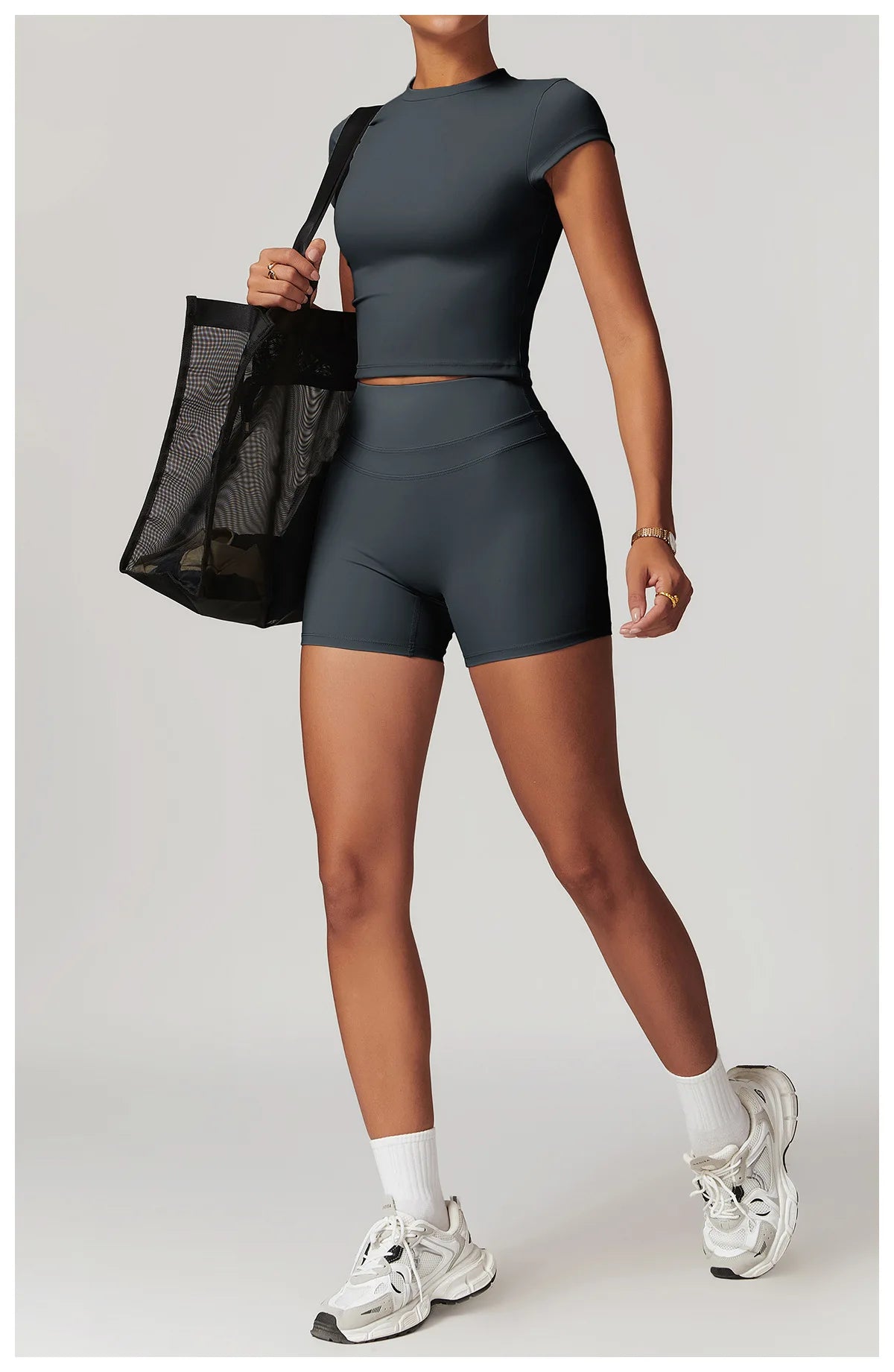 JUREN Women Clothes Yoga Top Sport T Shirt Fitness Clothes Short Sleeve Yoga Shirt Gym Top Workout Running Active Wear Sport Top