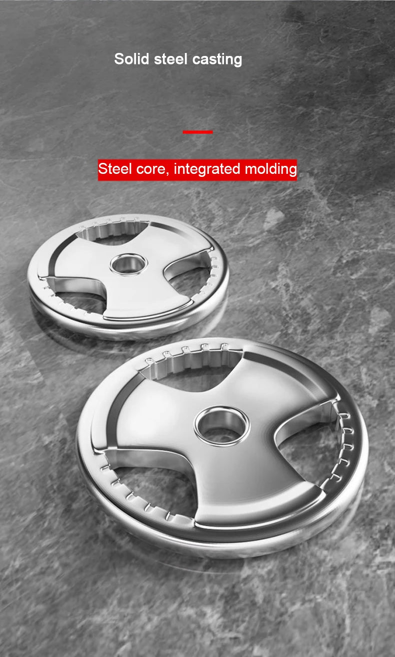 Weightlifting Hard Pull Rubber Barbell Plates Large Hole Bar Barbell Plates Three Hole Handheld Barbell
