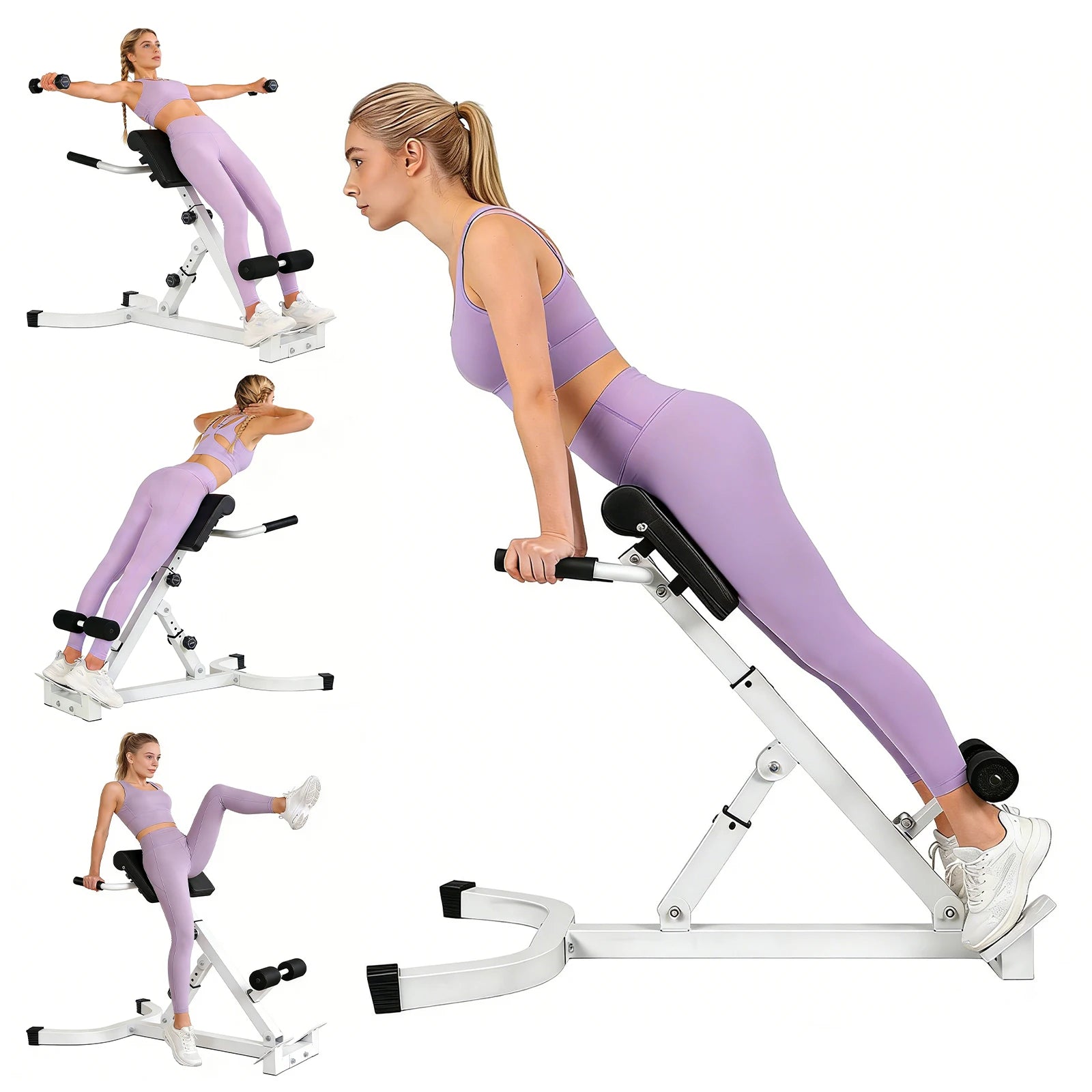 Roman Chair Foldable Multi-Functional Weight Bench Adjustable Multi-Purpose Workout Equipment for Home Gym