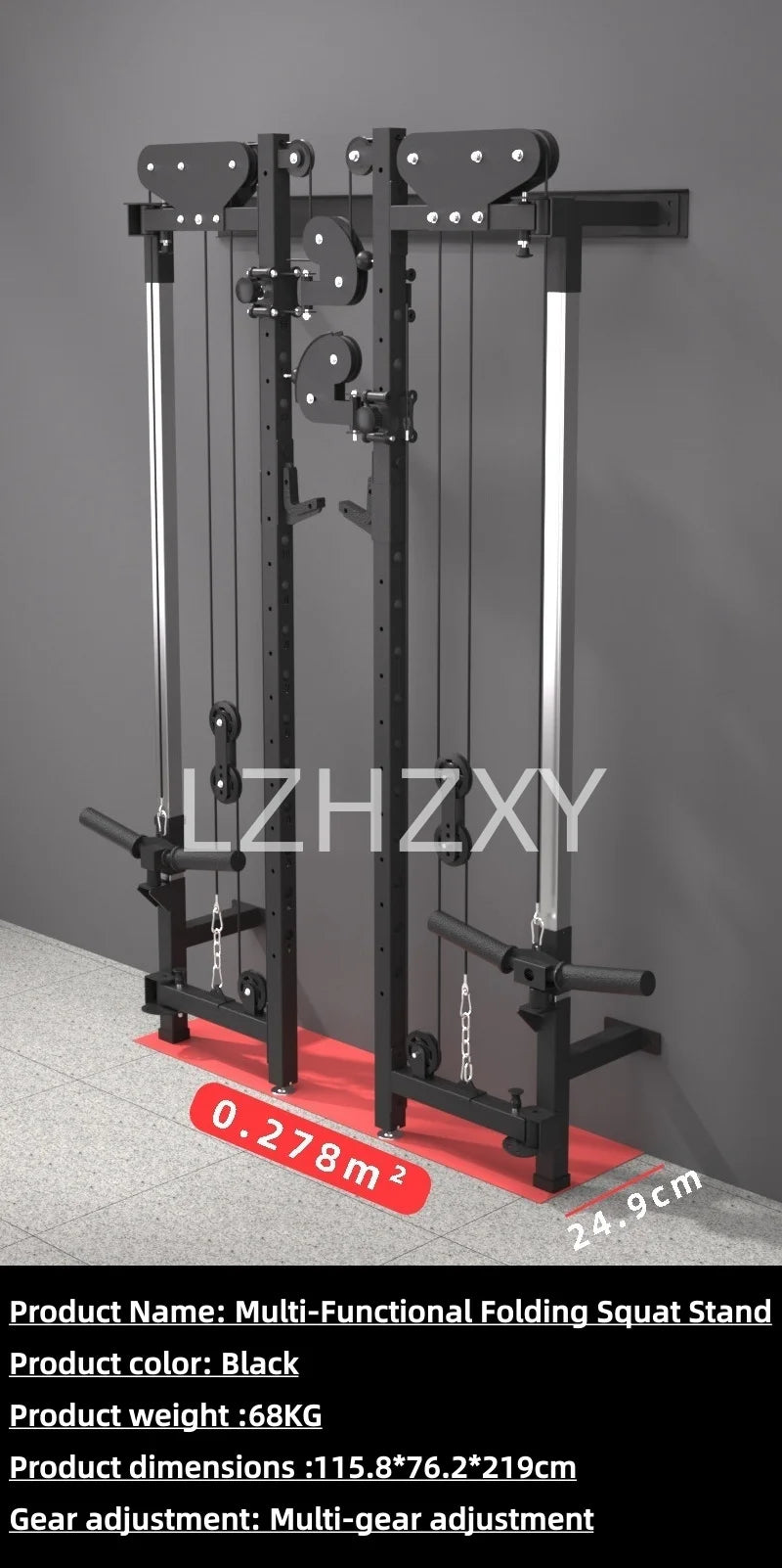 Foldable squat rack wall bird comprehensive trainer free bench press high pull-down Large Fitness Equipment Integrated