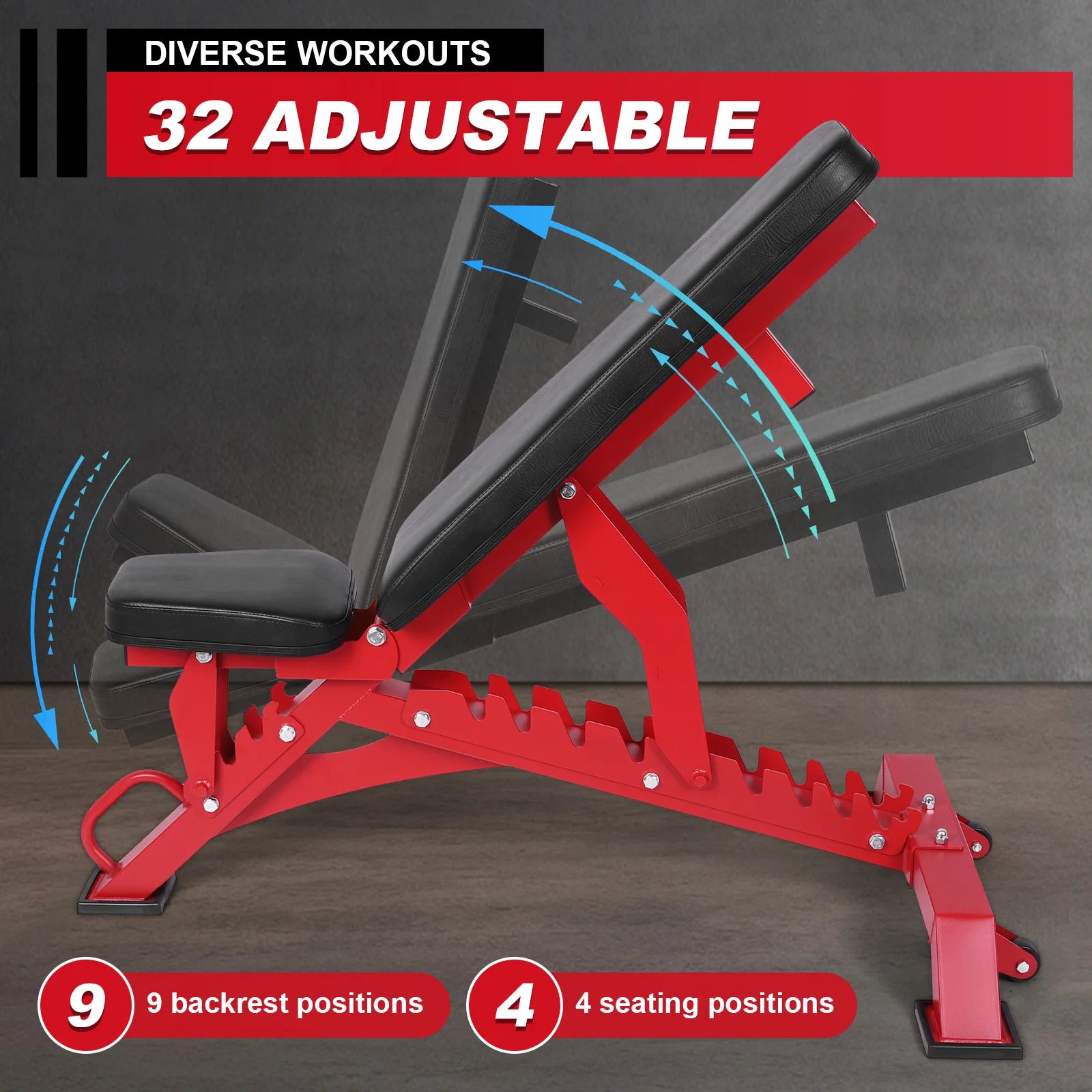 Weight Bench Press Adjustable Workout Benches for Home Gym Dumbbell Exercise 1300 LB Stable Incline Decline Bench for Full Body