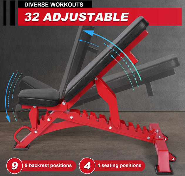 Weight Bench Press Adjustable Workout Benches for Home Gym Dumbbell Exercise 1300 LB Stable Incline Decline Bench for Full Body