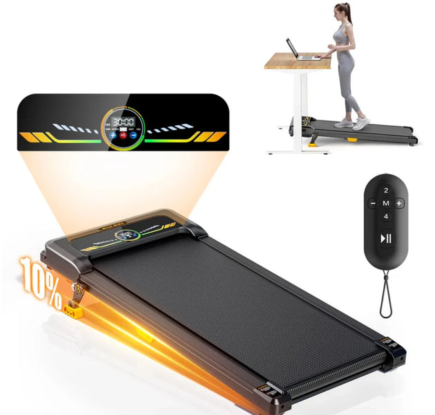 Portable Incline Walking Pad - 330lb Capacity, 2.5HP Under Desk Treadmill with LED Display & Remote Control