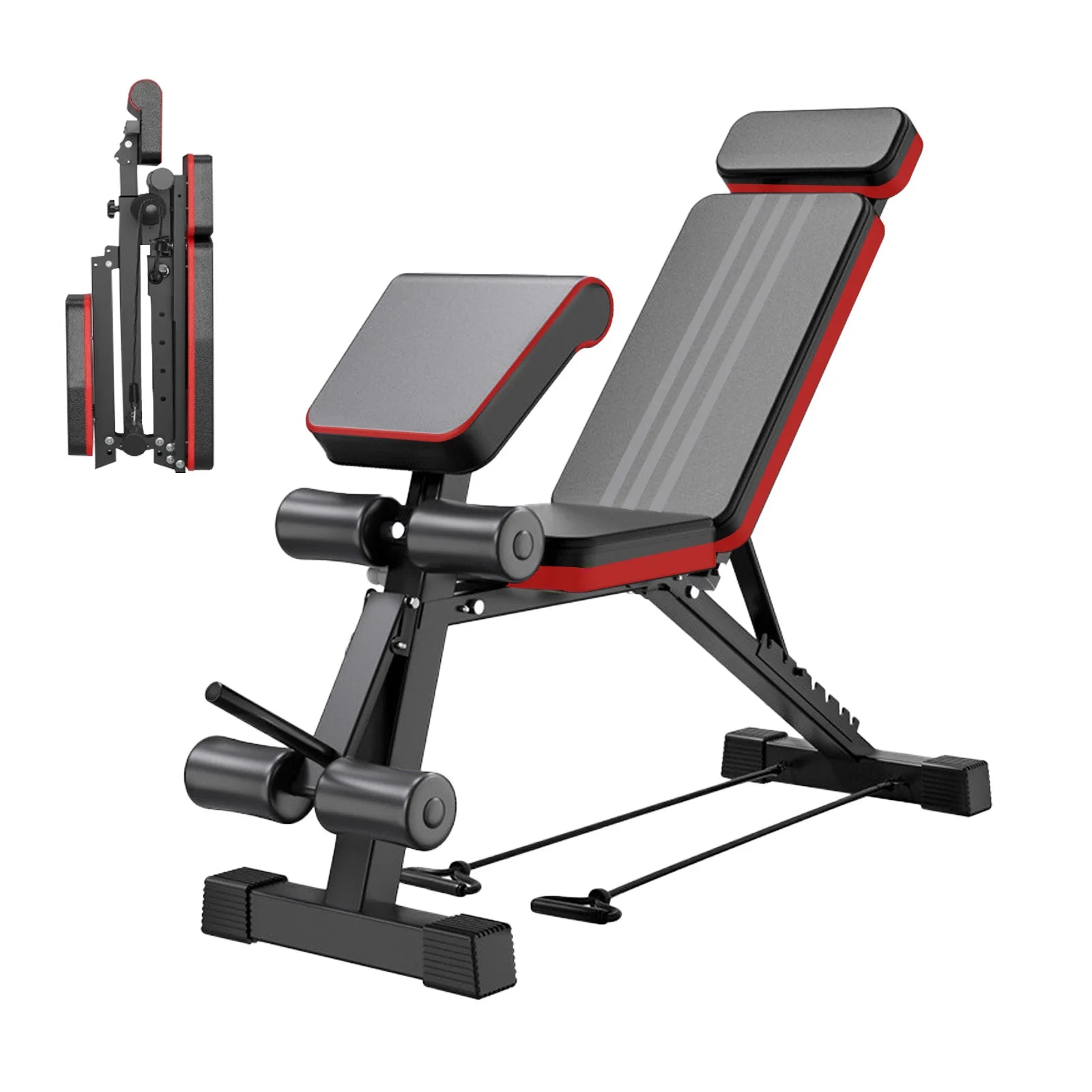 7-Level Foldable Adjustable Weight Dumbbell Bench Incline Multifunctional Bench/Headrest Leg Extended 770 lbs for Home Workouts