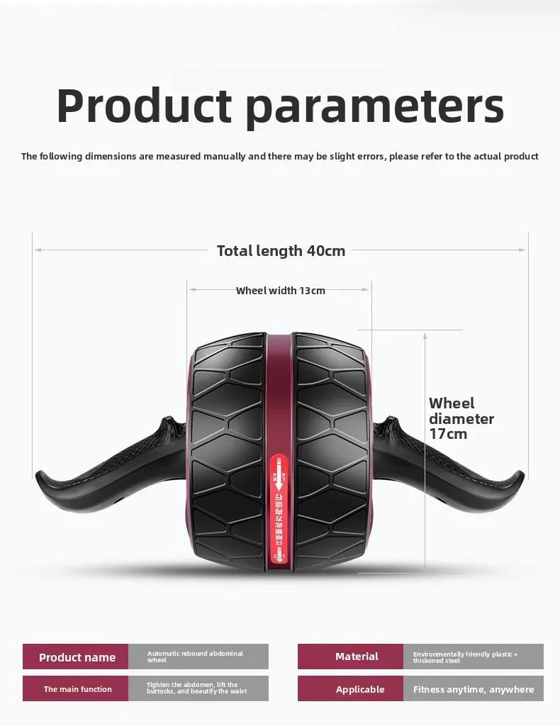 Rebound Ab Roller with Knee Pad – Home Gym Core Strength Trainer | Belly Wheel Workout for Effective Abs Exercise
