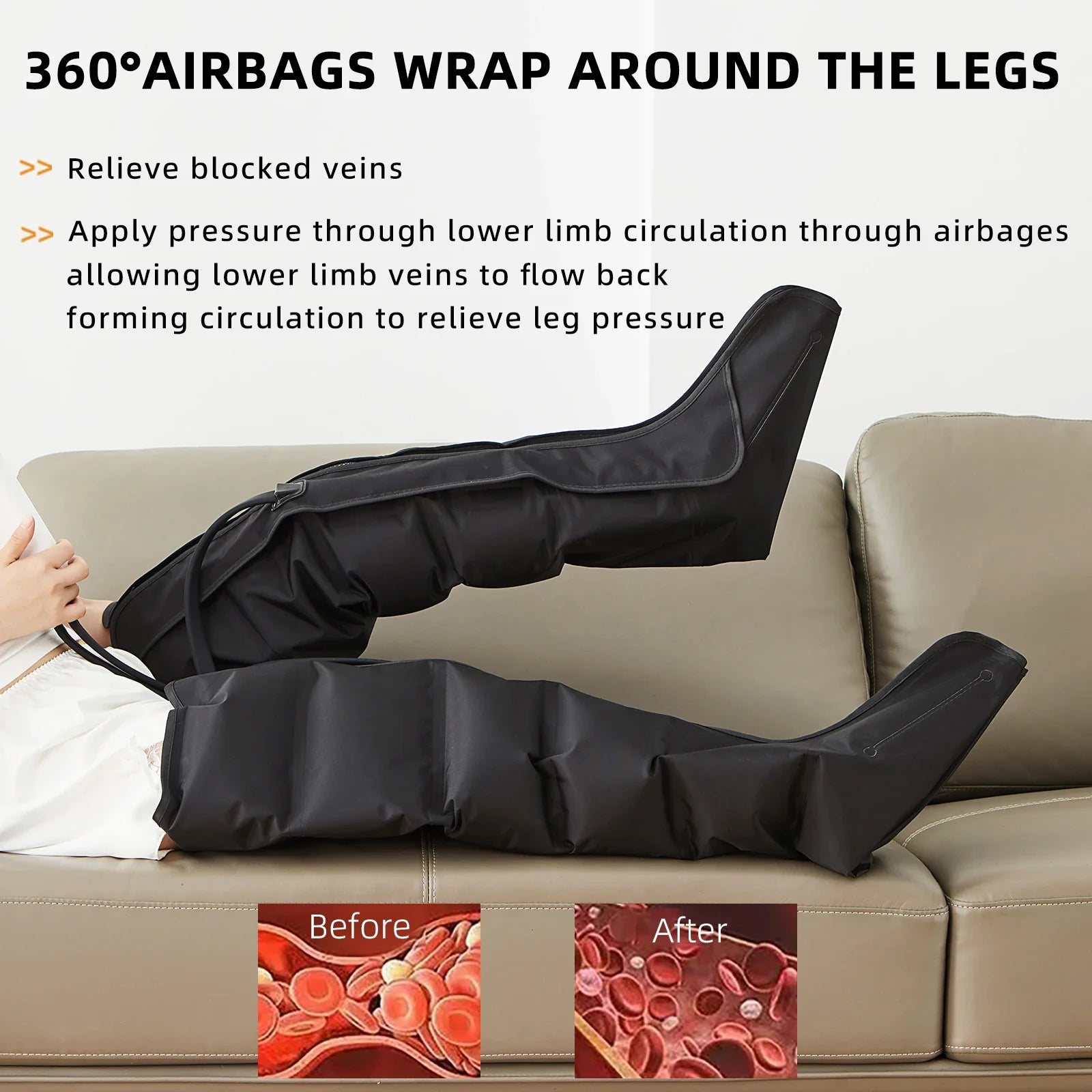 Air Compression Leg Massage 6 Airbag Pneumatic Boots Used for Circulation and Leg Muscle Relaxation to Relieve Varicos Veins NEW
