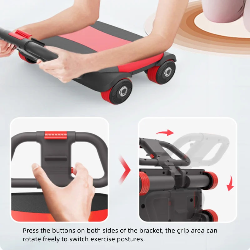 Automatic Rebound Ab Roller Wheel with Elbow Support 4-Wheel Core Exercise Tool Home Gym Abdominal Wheel Foldable Double Grip