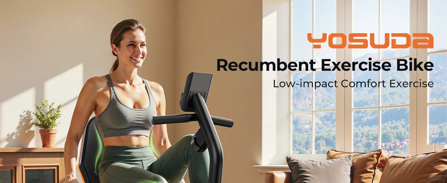 YOSUDA Recumbent Exercise Bike for Home,Magnetic Staionary Bike with Adjustable Seat,350LB Capacity,LCD Monitor