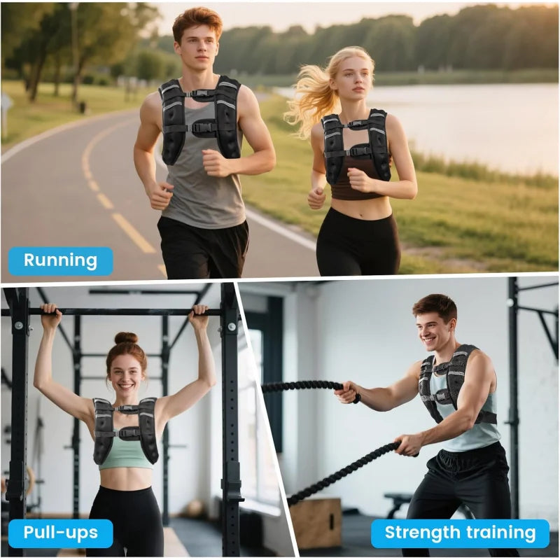 Weighted Vest，Men 6 Pound/8 Pound/12 Pound/16 Pound/20 Pound/30 Pound，Women with reflective stripes，Adjustable Weighted Vest，Sui