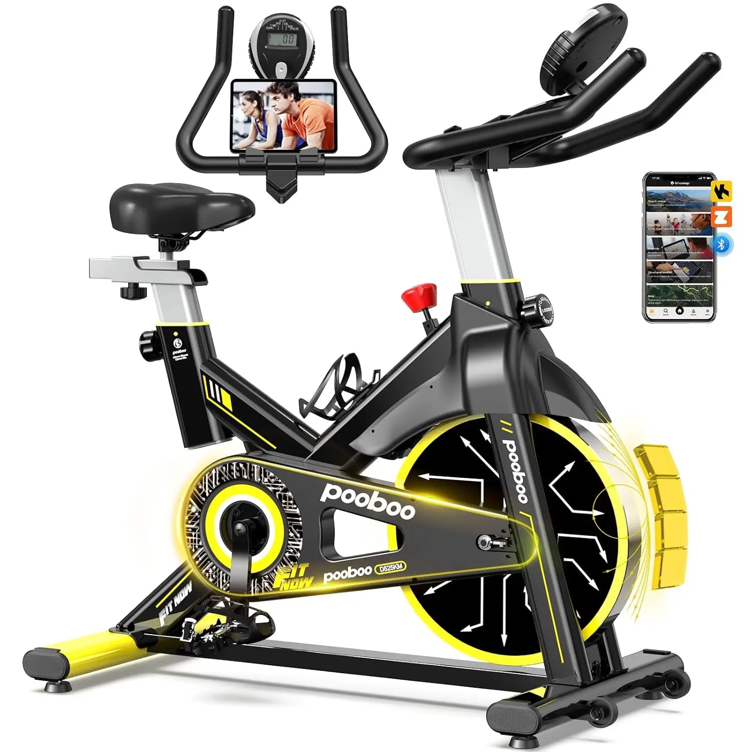 Magnetic Exercise Bike, Quiet Stationary Bike with APP and 350lbs Weight Capacity, Indoor Cycling Bike with LCD, Customized