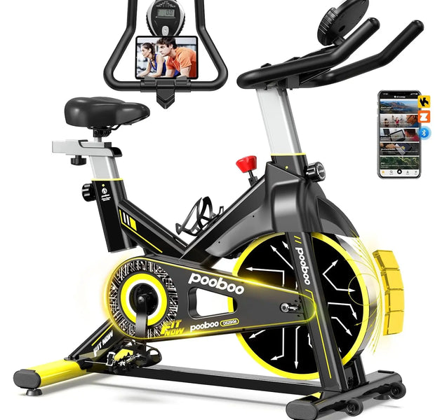 Magnetic Exercise Bike, Quiet Stationary Bike with APP and 350lbs Weight Capacity, Indoor Cycling Bike with LCD, Customized