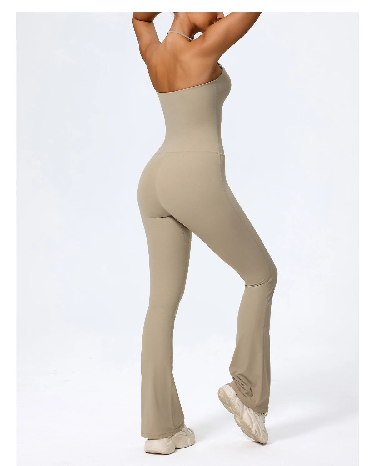 Ctenkevet New Women Sleeveless Hang Neck Jumpsuit Backless Flared Activewear Female Yoga Clothes Sport Outfit For Woman Overalls