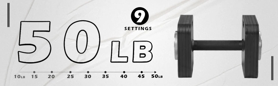 9-in-1 50LB Adjustable Square Dumbbells Set, Quick-Lock, Free Weights with Multi Weight Options