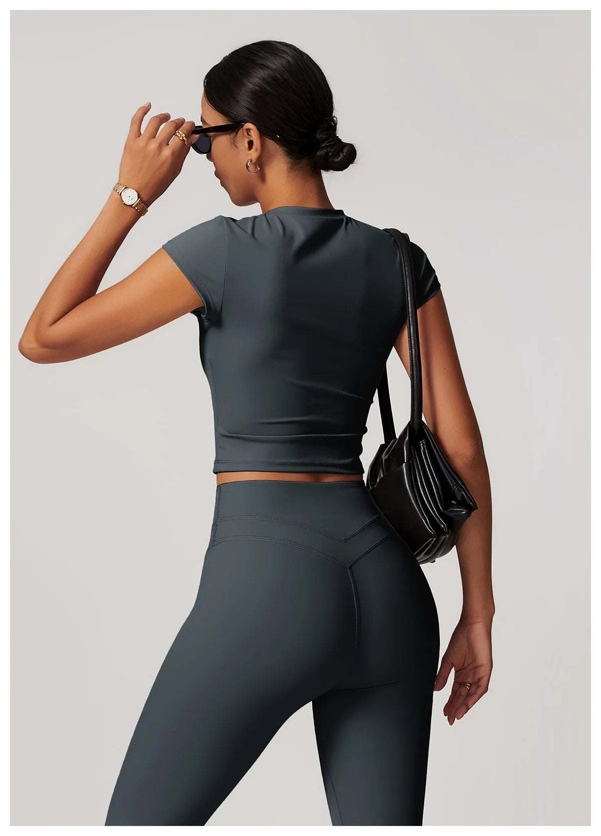 JUREN Women Clothes Yoga Top Sport T Shirt Fitness Clothes Short Sleeve Yoga Shirt Gym Top Workout Running Active Wear Sport Top